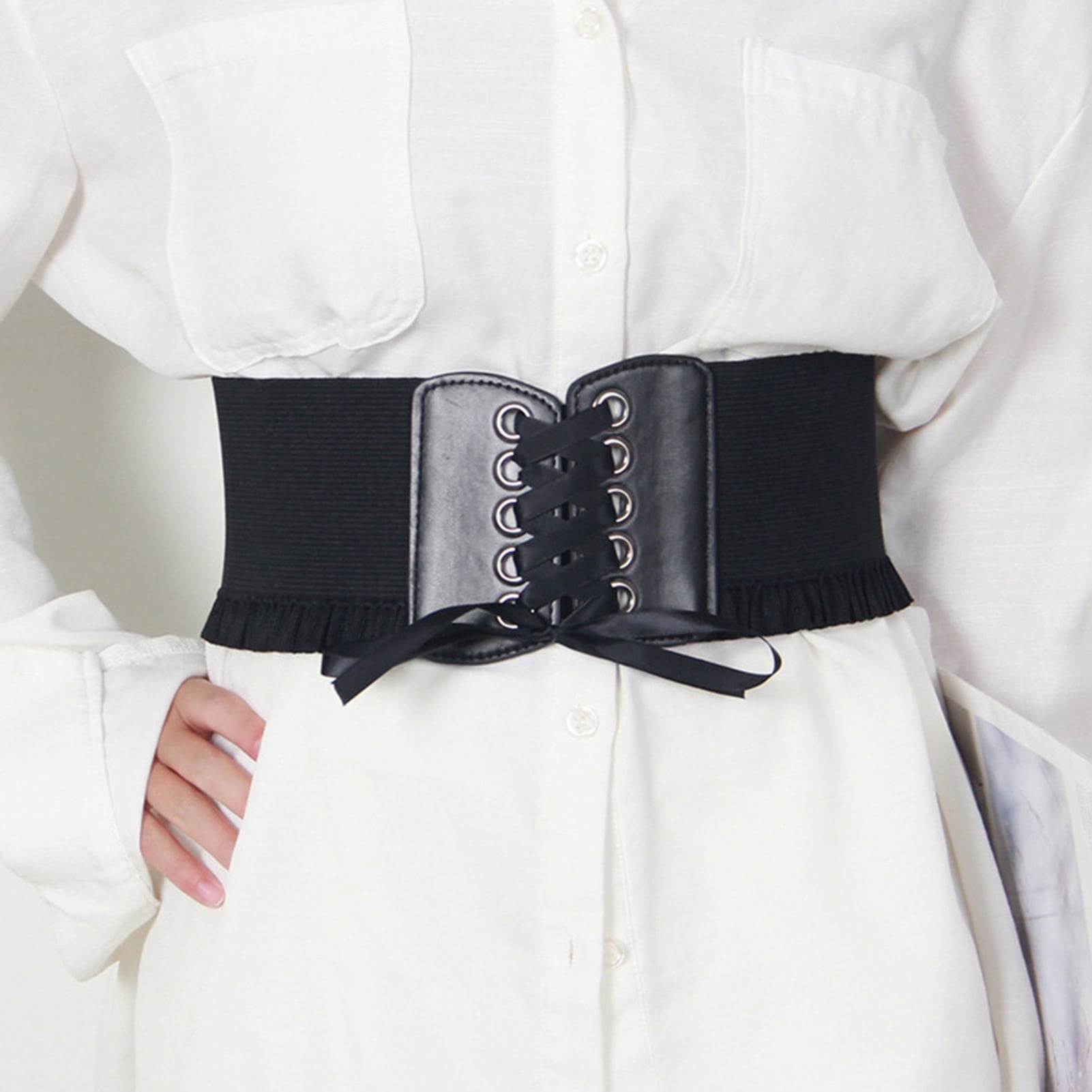 Oiur Corset Waist Belt for Women Lace Up Tied Waspie Elastic  display picture 1