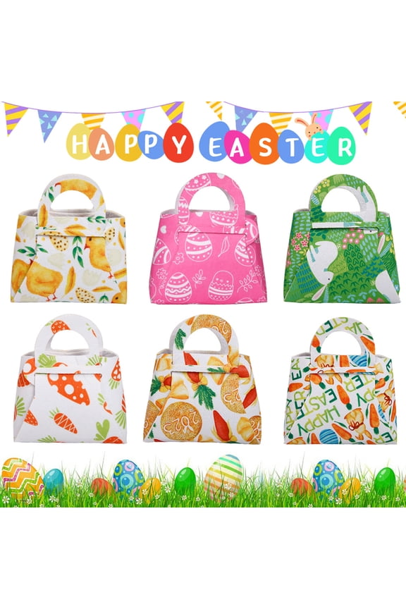 Easter Handbag Clear Printing Felt Cute Carrot Rabbit Pattern DIY Candy Packing Tote Bag Home Decor