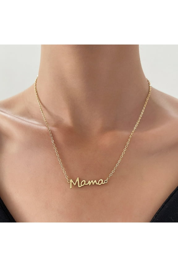 Mama Necklace Small Mama Pendant Necklace Mother's Day Jewelry Gift for New Mom Women Wife Anniversary,Golden