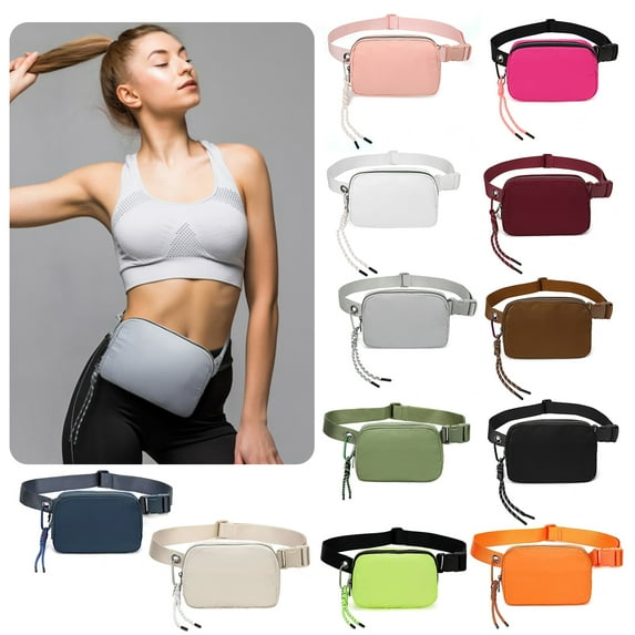 Oiur Mini Belt Bag with Adjustable Strap Waterproof Crossbody Waist Bag for Women Men Sports Fanny Pack for Workout Traveling Running Hiking Cycling,Beige