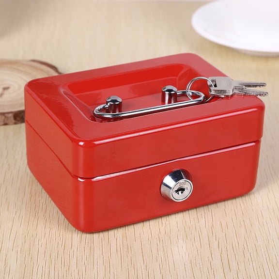 Oiur Mini Cash Box with Security Lock And Two Keys Compact Shock-proof Portable Multi Compartments Deposit Cash Cash Safe Metal Box