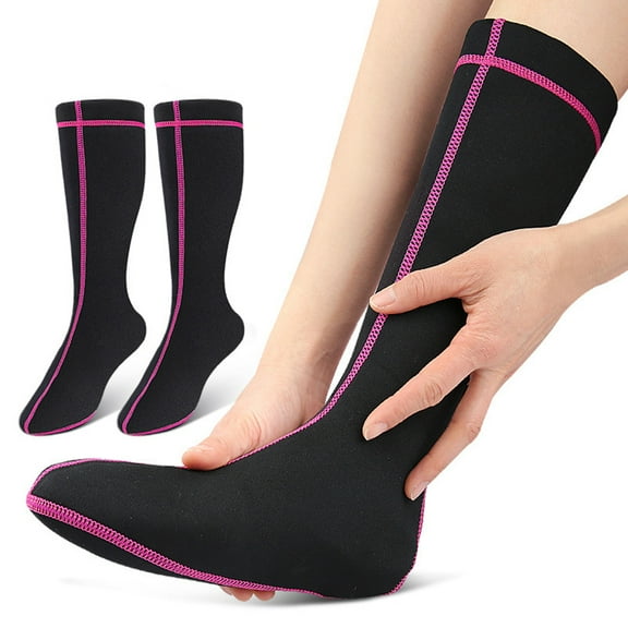 Oiur Neoprene Long Diving Socks Thermal Wetsuit Surf Socks Non-slip Swimming Boot Beach Aqua Shoes for Diving Snorkeling Water Sports ,L 1pc