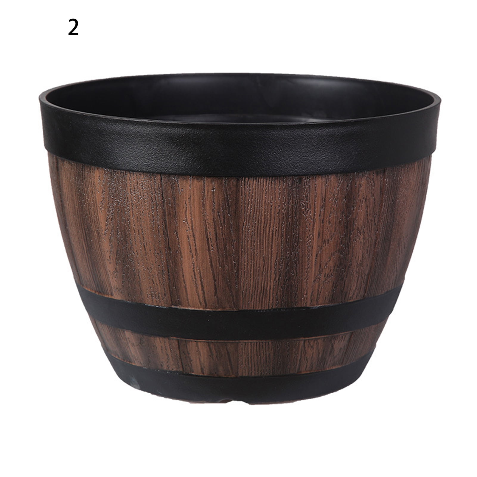 Oiur Plant Pots Whiskey Barrel Planters with Drainage Holes Saucer