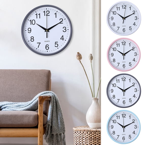 Oiur Round Wall Clock Simple Style High-precision Battery Operated Easy-to-Read Non-Ticking Quartz Clock Wall Decor,White