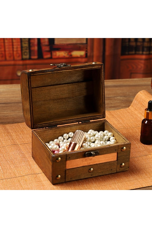 Rustic Wooden Storage Box Jewelry Organizer with Lock Large Capacity Tools Storage Box Decorative Keepsake Box