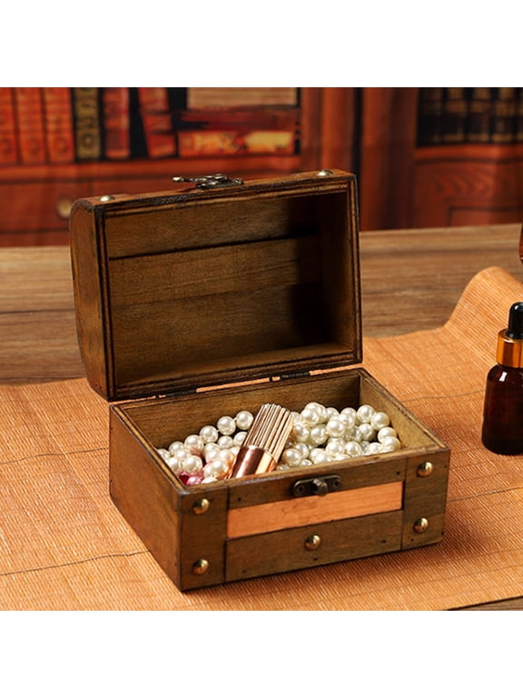 Rustic Wooden Storage Box Jewelry Organizer with Lock Large Capacity Tools Storage Box Decorative Keepsake Box