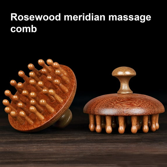 Oiur Sandalwood Scalp Massage Comb with Ergonomic Handle Round Head Teeth Anti-static Hair Growth Men Women Wooden Head Massager Brush,B