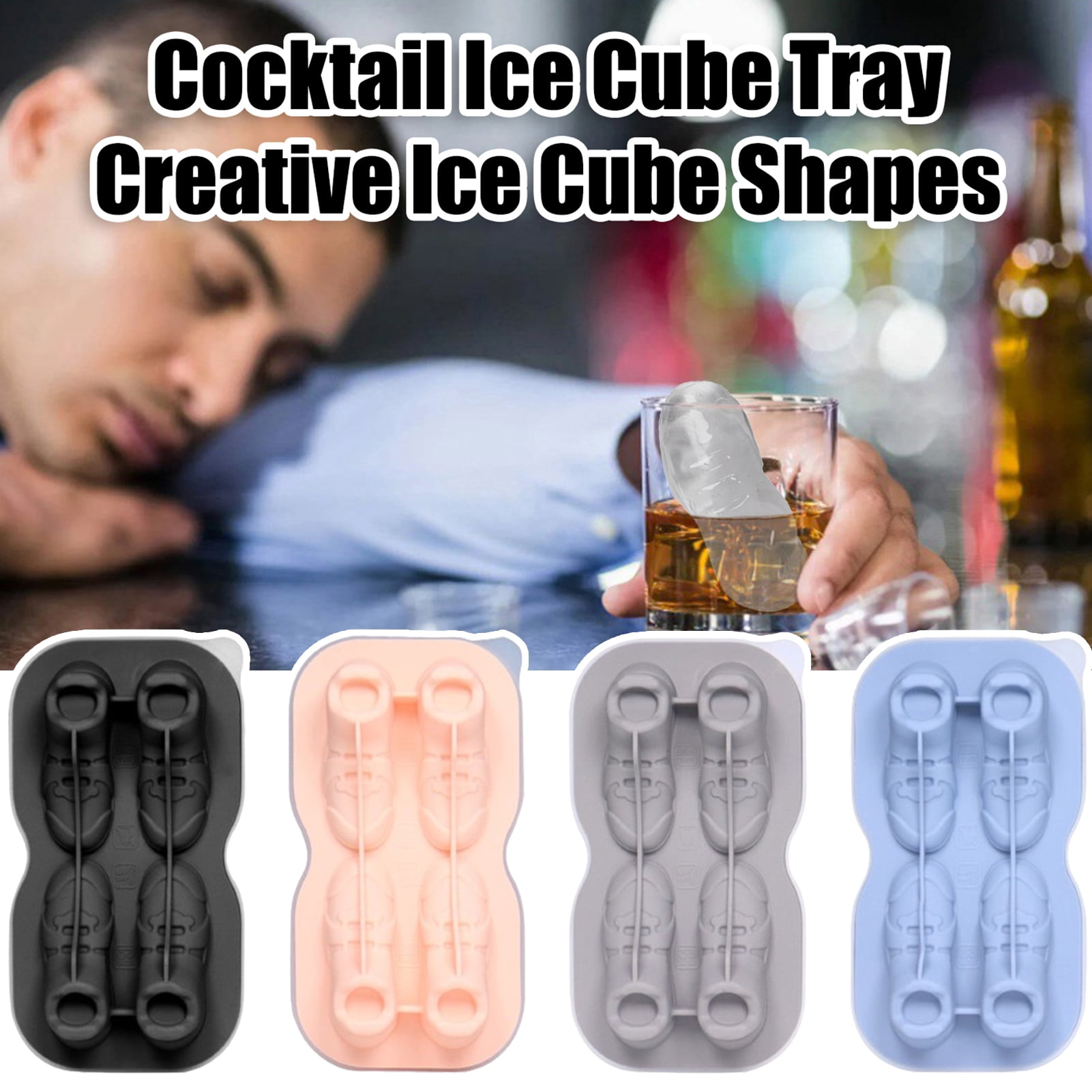 Oiur silicone ice cube tray whiskey cocktails shoe shape slow melting