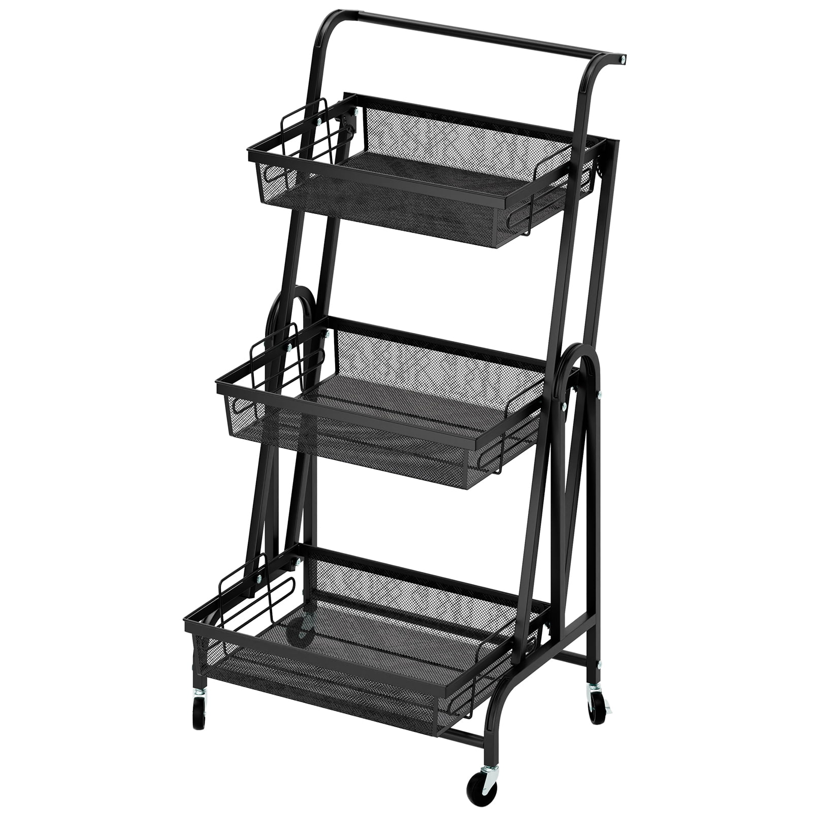 Oiur Storage Rack,3-Tier 90-180 Degree Rotatable Foldable Storage ...