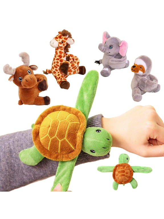Stuffed Animals Slap Bracelets for Kids Plush Cartoon Giraffe Turtle Koala Elephant Doll Bracelet Wristband Slap Circle Toy for Girls Boys,Giraffe