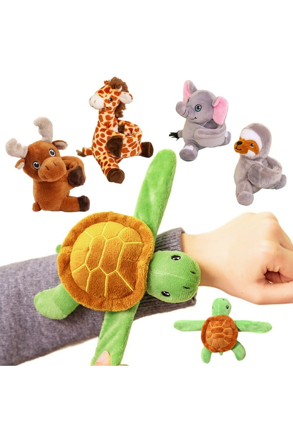 Stuffed Animals Slap Bracelets for Kids Plush Cartoon Giraffe Turtle Koala Elephant Doll Bracelet Wristband Slap Circle Toy for Girls Boys,sloth