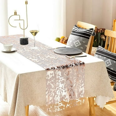 Efavormart 108" Sparkly Metallic Gold Foil Thin Mesh Polyester Table Runner - 25GSM - Walmart.com