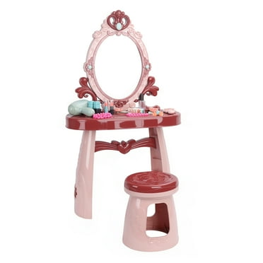 Oiur Toddler Vanity Toys for above 3 Years Old,Kids Vanity Set with Music Sound and Light,Pretend Play Princess Toy Makeup Table for Little Girls,Pink