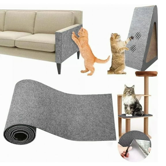 Oiur Trimmable Cat Scratcher Mat Self-Adhesive Cat Scratching Pad Replacement for Cat Towers Anti-Scratch Furniture Protector for Couch Wall Door ,Dark Coffee
