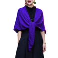 thumbnail image 1 of Oiur Women Knitting Shawl,Solid Color Fringe Design Lightweight Versatile Hollow Shawl,Open Knitted Pattern Shawl Wrap,Purple, 1 of 7