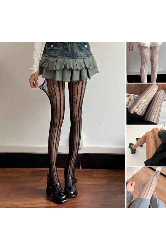 Women Pantyhose Hollow Out Patchwork Fishnet Ultra-thin See-through High Elasticity Anti-slip Solid Color Commute Dating Party Mini Skirt Matching Hosiery,Black