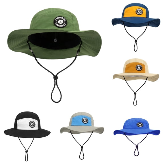Oiyii Adventure‑Ready Bucket Hats for Toddler Boy Solid‑Tone Sun Hats, Green