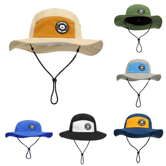 Oiyii Adventure‑Ready Bucket Hats for Toddler Boy Solid‑Tone Sun Hats, Yellow
