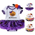 thumbnail image 1 of Oiyii Baby's My First Halloween Pumpkin Graphic Romper Short Sleeve Halloween Bodysuit Halloween Photo Jumpsuit,Blue, 1 of 5