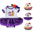 thumbnail image 1 of Oiyii Baby's My First Halloween Pumpkin Graphic Romper Short Sleeve Halloween Bodysuit Halloween Photo Jumpsuit,Purple, 1 of 4