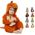 thumbnail image 1 of Oiyii Baby's Shark Character Jumpsuit Long Sleeve Hooded Halloween Romper Daily Onesie,Orange, 1 of 5