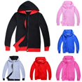 thumbnail image 1 of Oiyii Big Boys' Zip Up Hoodie Solid Contrast Lining Long Sleeve Casual Hooded Sweatshirt Daily Hoodies,Black, 1 of 4