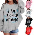 thumbnail image 1 of Oiyii Big Girl's Child Of God Letter Sweatshirt Crew Neck Oversize Graphic Sweatshirts Daily Pullover Top,Grey, 1 of 5