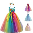 thumbnail image 1 of Oiyii Big Girl's Fluffy Summer Halloween Tutu Dress Sleeveless Spaghetti Strap Floral Print Princess Gown,Multicolour, 1 of 7