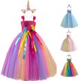 thumbnail image 1 of Oiyii Big Girl's Fluffy Summer Halloween Tutu Dress Sleeveless Spaghetti Strap Floral Print Princess Gown,Pink, 1 of 8