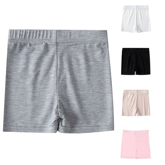 Oiyii Big Girl's Stretch Waist Biker Shorts Solid Slim Fit Under Shorts School Daily Bottoms,Grey