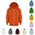 thumbnail image 1 of Oiyii Big Girls' Basic Zip Up Hoodie Solid Long Sleeve Hooded Sweatshirt with Pocket Daily Hoodies,Orange, 1 of 7