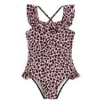 thumbnail image 1 of Oiyii Big Girls Beach One-Piece Swimsuit Ruffle Leopard Print Racerback Bathing Suits, 1 of 4
