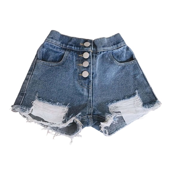 Oiyii Big Girls Fashion Ripped Denim Shorts Summer Casual Mide Rise Jean Shorts