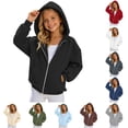 thumbnail image 1 of Oiyii Big Girls' Loose Fit Zip Up Hoodie Solid Long Sleeve Casual Hooded Sweatshirt Daily School Hoody Sweatshirts,Black, 1 of 5