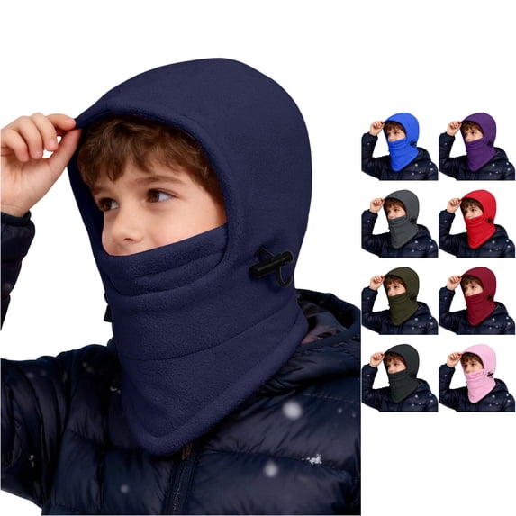 Oiyii Boy's Snug Bomber Hats Adjustable‑Pull‑Tab Beanies, Navy