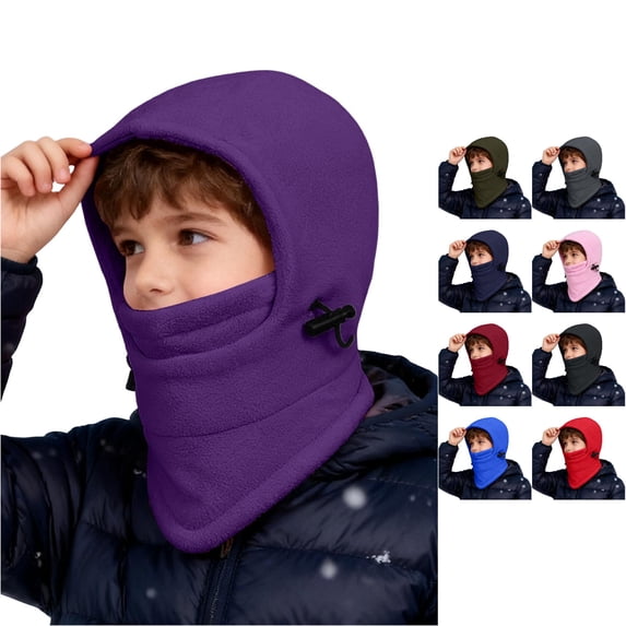 Oiyii Boy's Snug Bomber Hats Adjustable‑Pull‑Tab Beanies, Purple