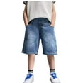 thumbnail image 1 of Oiyii Boys Baggy Straight Denim Shorts Casual Elastic Waist Jean Shorts Jorts, Sizes 3-14, 1 of 8