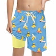 thumbnail image 1 of Oiyii Boys Banana Print Swim Trunks with Compression Liner Quick Drying Beach Board Shorts, 1 of 3