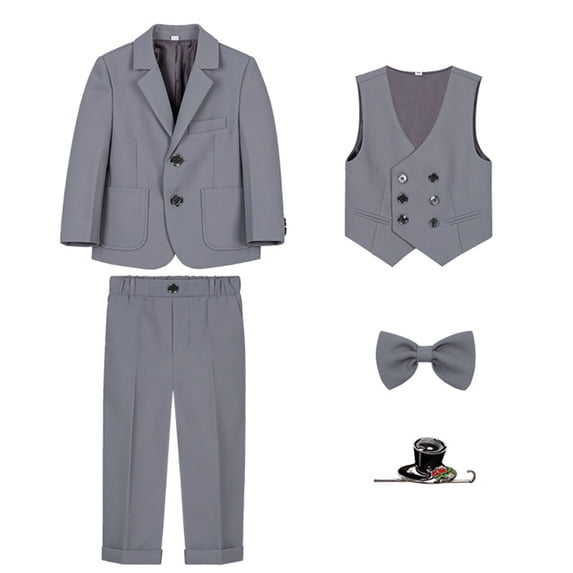 Oiyii Boys Formal Suit Wedding Party Blazer Vest Pants Bowtie Outfits, Sizes 7-8