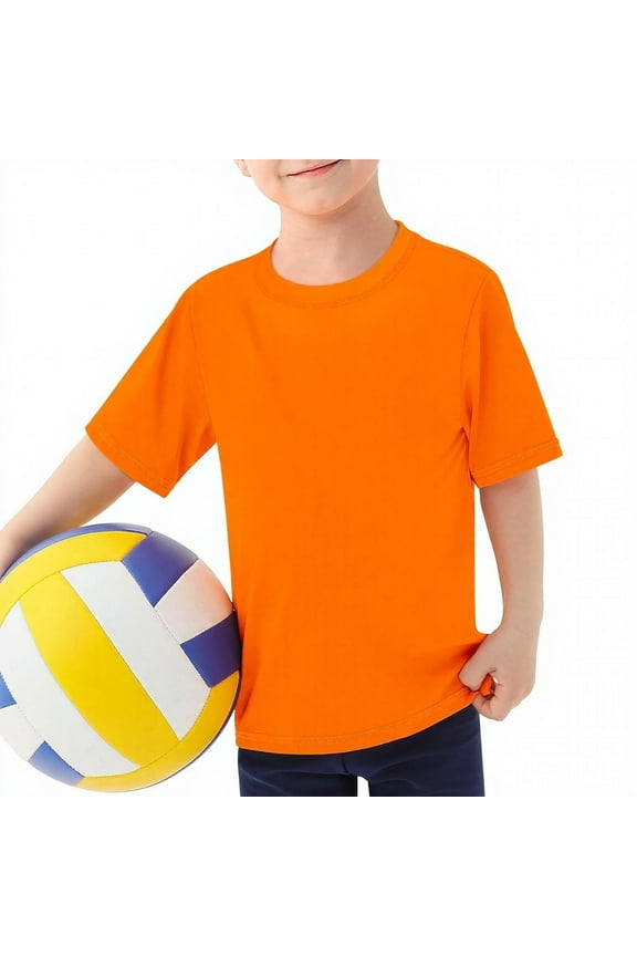 Boys Rash Guard Swimsuit Solid Color Short Sleeve Quick Drying T Shirt, Sizes 3-14Y