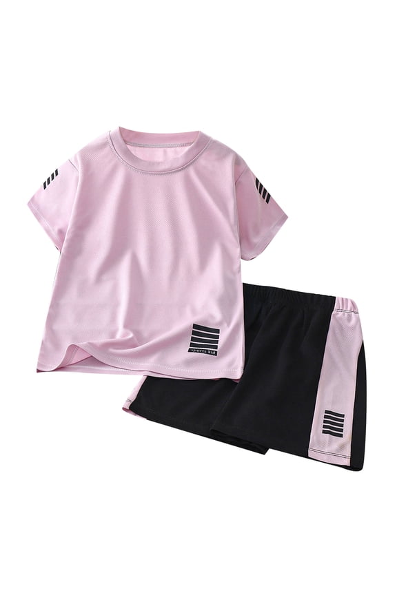 Boys Sports Outfits Mesh Short Sleeve Tee Shorts Sets Quick Drying Tracksuit Set, Sizes 12M-9Y