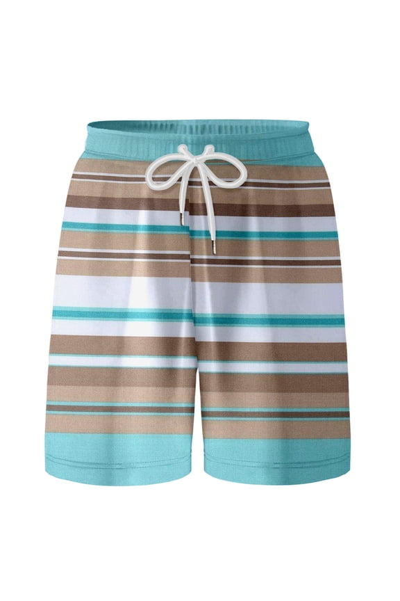 Boys Striped Beach Swim Trunks Compression Liner Stretch Board Shorts, Sizes 6-18