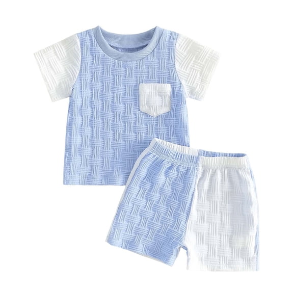 Oiyii Boys Summer Outfits Jacquard Short Sleeve T-Shirt Shorts 2-Piece Sets, Sizes 3M-3Y