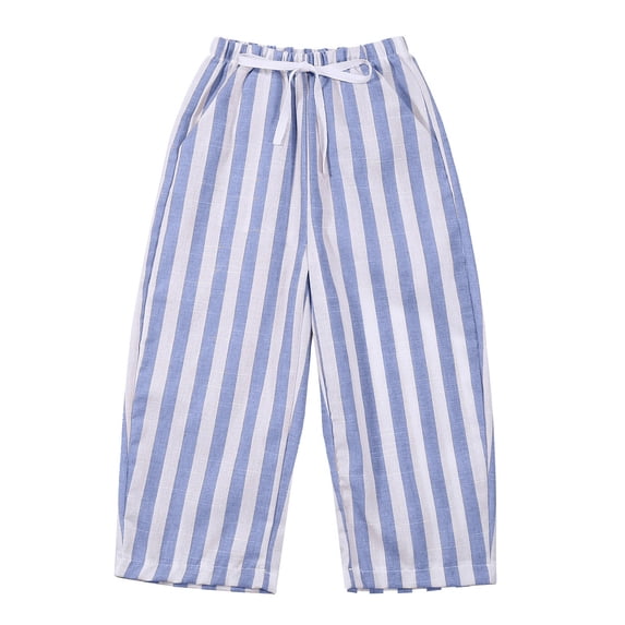 Oiyii Boys Summer Striped Pants Casual Elastic Waist Loose Fit Pull On Pants, Sizes 0M-6Y