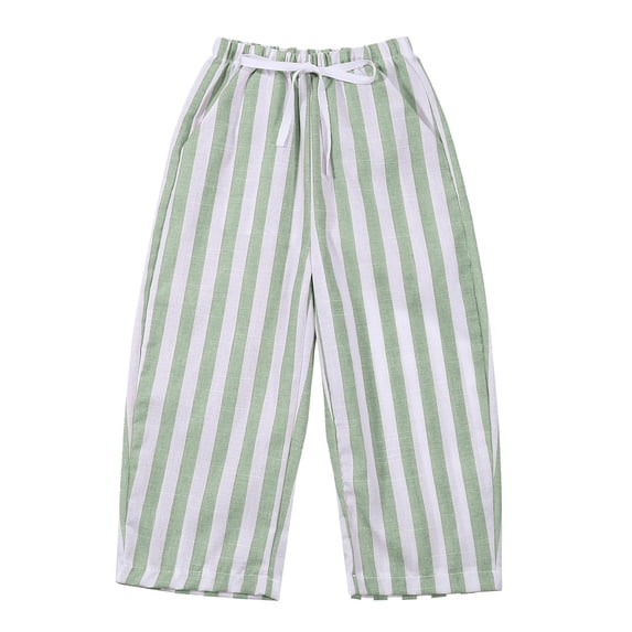 Oiyii Boys Summer Striped Pants Casual Elastic Waist Loose Fit Pull On Pants, Sizes 0M-6Y