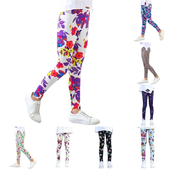 Oiyii Butterfly Printed Leggings for Toddler Girl Stretchy Casual Pants Daily Active Bottoms,Yellow