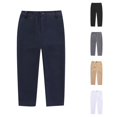 thumbnail image 1 of Oiyii Button Waist Straight Leg Trousers for Boy Solid Formal Dress Pants School Uniform Slacks,Navy, 1 of 4