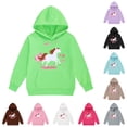 thumbnail image 1 of Oiyii Cartoon White Pony Horse Print Hoodie for Toddler Girls Long Sleeve Cute Kids Hoodie Sweatshirt Pullover Top,Green, 1 of 4
