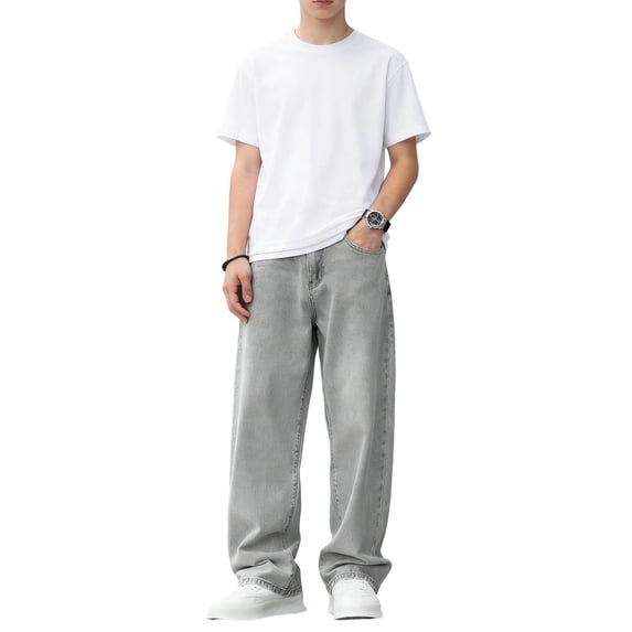 Oiyii Denim Jeans for Boys Comfortable Stretch Straight Fit Denim Pants with Elastic Waist