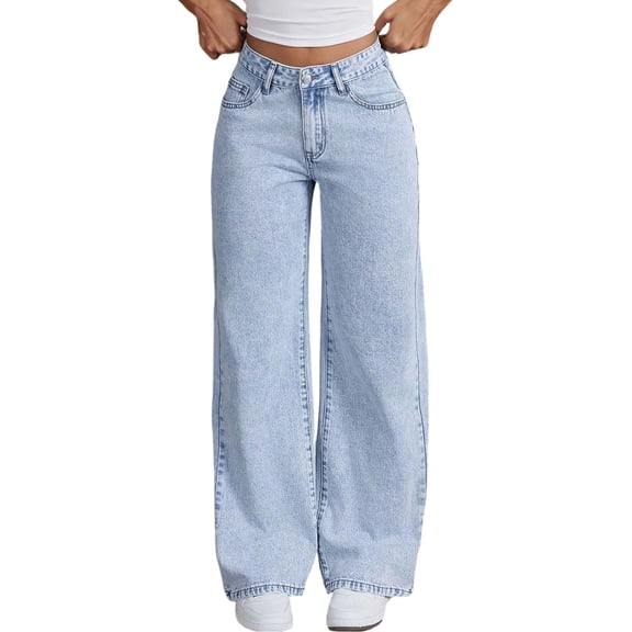 Oiyii Girls Baggy Straight Denim Jeans Bow Embroidery High Rise Soft Denim Pants Trousers